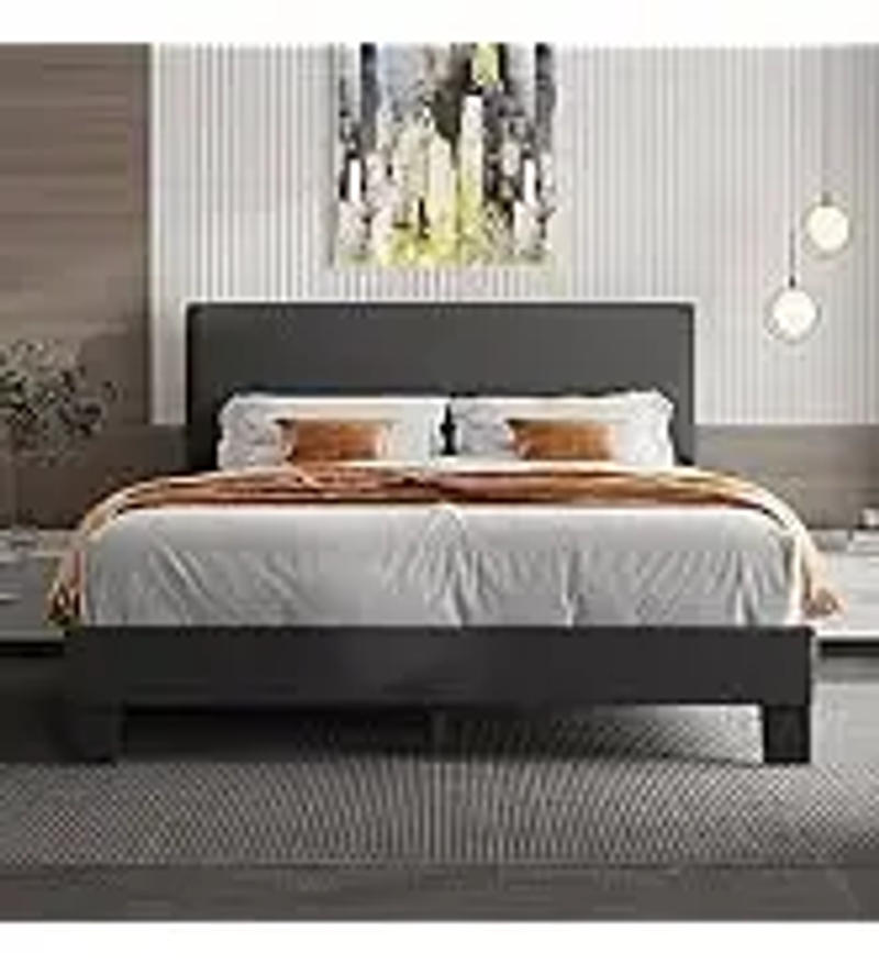 Description Picture 6 of itemQueen Headboard,Linen Upholstered Bed Frame With Wood Slats Support,No Box Spring Needed,Heavy Duty Feet,Easy Ass