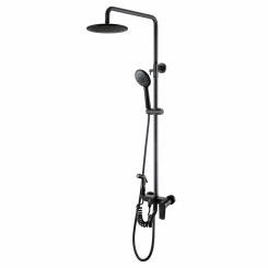 Black Shower System Copper Four-function Set Pressurized Hand Spray Gun Hot and Cold Sprinkler Bathroom Rain