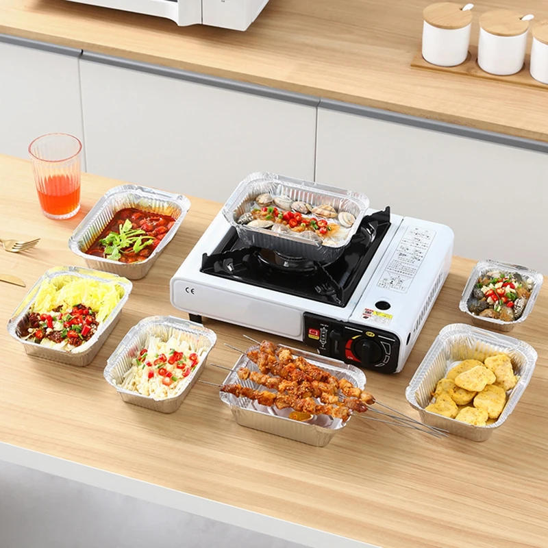 Description Picture 3 of item50PCS Aluminum Foil Tray Pan Disposable Thickened Food Container BBQ Tray Takeaway Packing Boxes for Kitchen Cooking Baking Tool