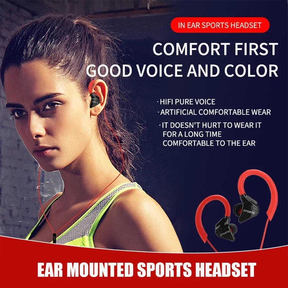 Description Picture 3 of item3.5mm Ear Hanging Sport Earphone 1.25m Ear Hook Wired Headphone for iPhone Samsung MP3 Smartphone In-Ear Headsets with Built-in