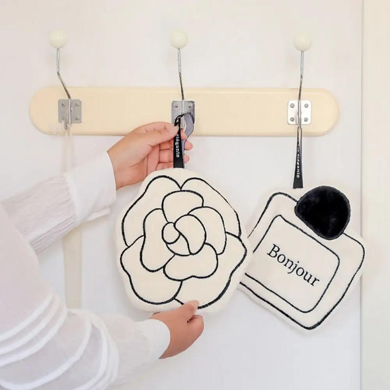 Description Picture 4 of itemHanging Hand Towel Double Layer Absorb Water Quick Drying Toilet Handkerchief Simple Household Children Fine Hand Towel