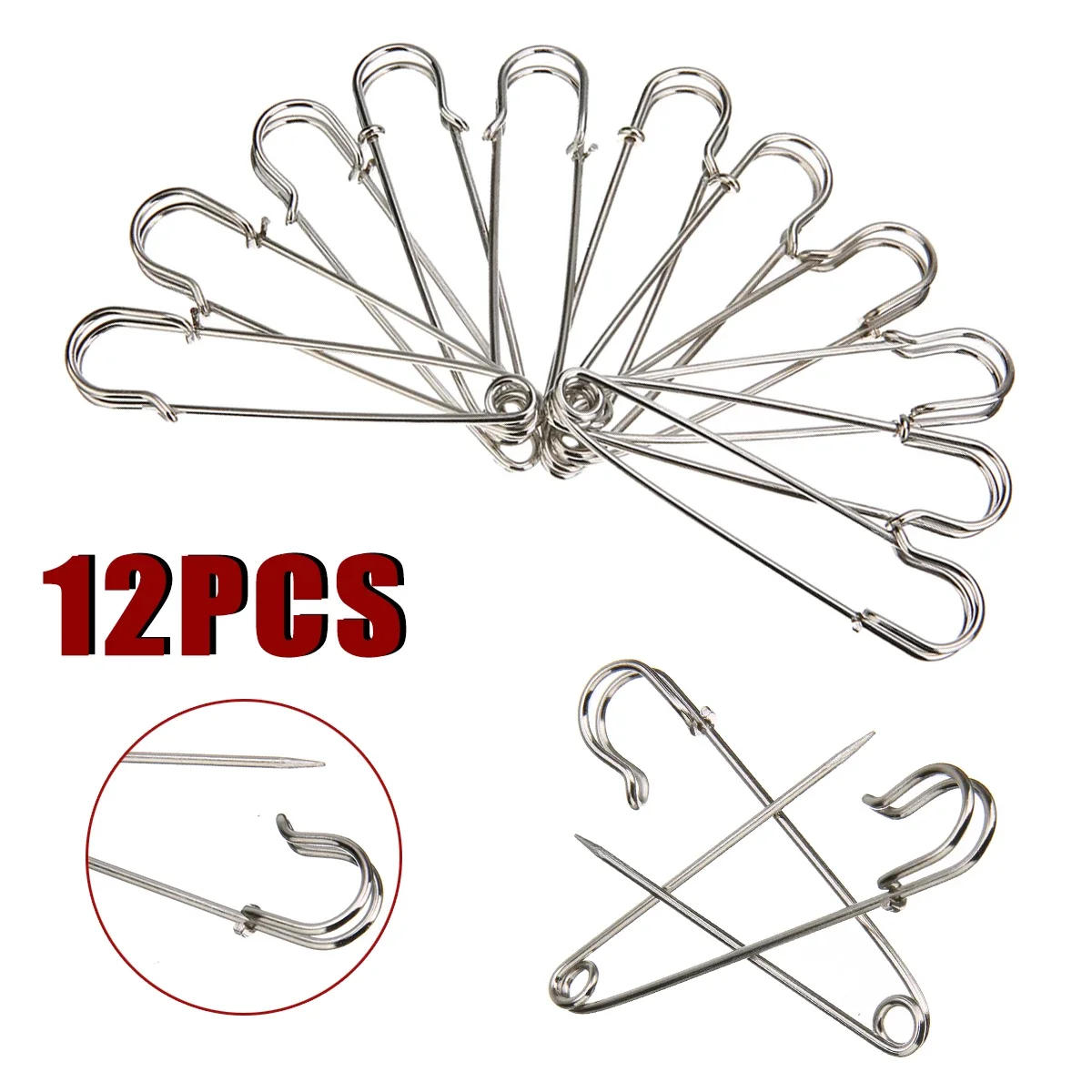 Description Picture 4 of item12pcs Large Heavy Duty Stainless Steel Safety Pins for Wedding Bouquet Brooch DIY Decoration