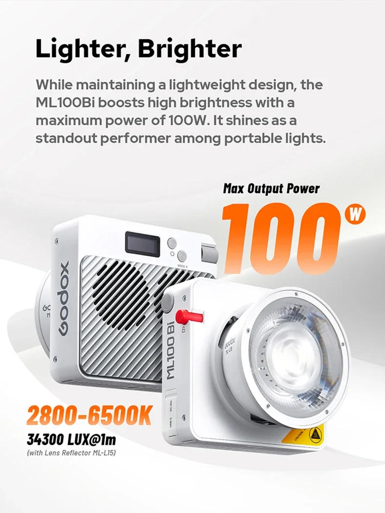 Description Picture 6 of itemGodox ML100Bi LED Lights Accessories ML-CS30 ML-SF3030 Octagon Softbox ML-L36 Lens Reflector ML-GB Bowens Mount Adapter AK-B02