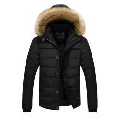 Male Plush Jacket Autumn Work Windproof New Men Winter Parka Fleece Lined Thick Warm Parkas Men Detachable Hood Fur Collar Coat