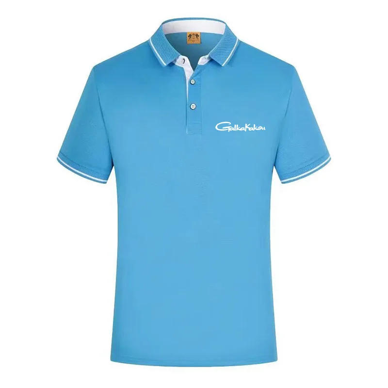 Description Picture 3 of item2022 Color Matching Lapel Brand Solid Clothing Breathable Outdoor Sports Silk Cotton Tops Men Casual Short Sleeve Fishing Shirt