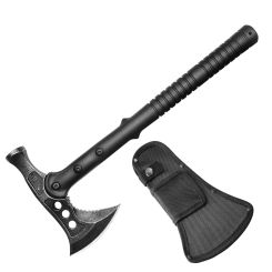 Camping Hatchet Forged Steel Construction Survival Hatchet with Nylon Sheath Anti-Slip & Shock Reduction Grip Tactical Axe