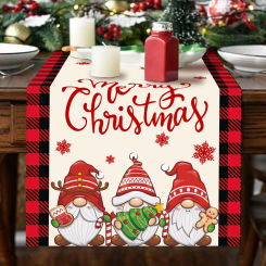 Christmas Table Runner Xmas Santa Snowman Deer Gift Tablecloth Tassel Jacquard New Year Table Runners for Kitchen Decor Placemat