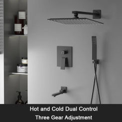 Black Bathroom Concealed Shower Set Modern Hot and Cold Embedde Wall-Mounted Shower System Home Rainfall Bathroom Shower Faucet