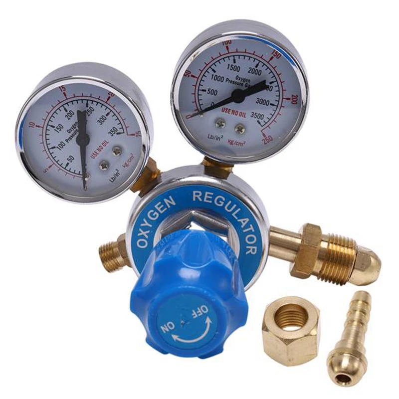 Description Picture 3 of itemOxygen Gas Bottle Regulators O2 Reducing Pressure Inhaler Double Gauge Oxygen Tank Regulator Gas Pressure Reducer Meter Copper