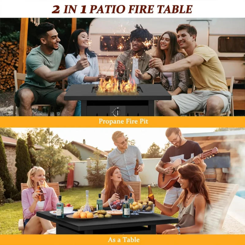 Description Picture 6 of item28" Gas Fire Pit, 50,000 BTU Steel Propane Fire Pit Table for Outdoor Outside, Outside Patio Deck and Garden, CSA Cert
