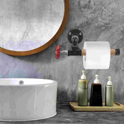 Piped Paper Towel Holder Toilet Wall Stand Wall-Mounted Rack Hanger Shelf Kitchen Accessory Storage Shelves