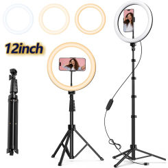 12" 30cm Ring Light 160cm Tripod Stand and Phone Holder,Selfie LED Lighting Phone and Stand,Circle Ringlight for Photography