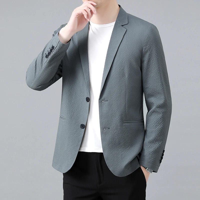 Description Picture 5 of itemThe New Explosive Seersucker Craft Summer Light Cool Breathable Business Casual Single Suit Handsome Comfortable Men's Coat