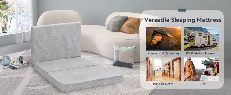 Description Picture 2 of itemHcore Folding Mattress, Foldable Memory Foam Mattress with Bag, Portable Mattress Topper for Floor, Camping, Guest