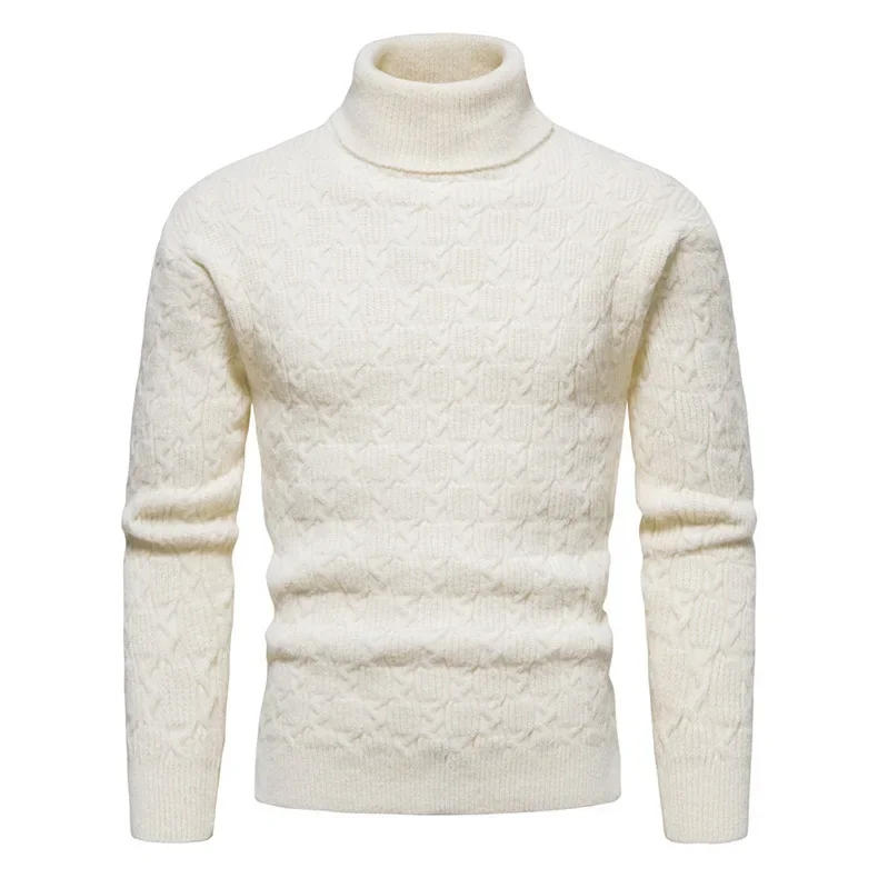 Description Picture 4 of item2023 Spring and Autumn New Slim Fit Men's Knitwear Coat High Polo Neck Fashion Sweater Underlay