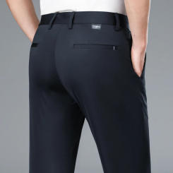 Gentleman Business Pants Men's 2024 Summer New High Waist Drooping Non-Ironing Straight High-End Quality Casual Suit Pants