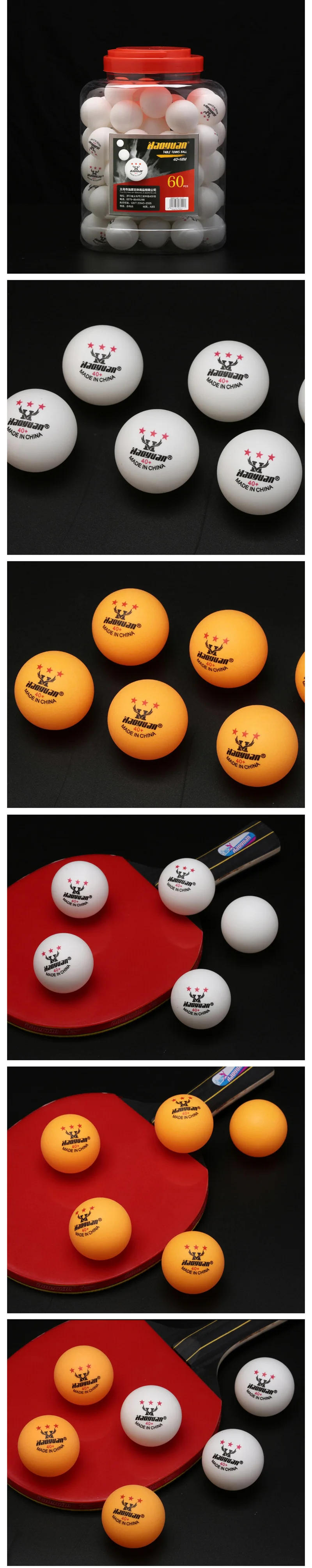 Description Picture 4 of item60Pcs Professional 3 Star Table Tennis Balls D40+mm 2.8g New Material ABS Plastic Ping Pong Ball Adult Training For Competition
