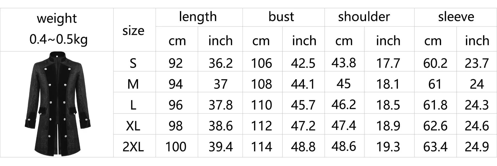 Description Picture 2 of itemMedieval Men Gothic Trench Coat Victorian Uniform Halloween Costume Steampunk Renaissance Jacket Double-breasted Clothing