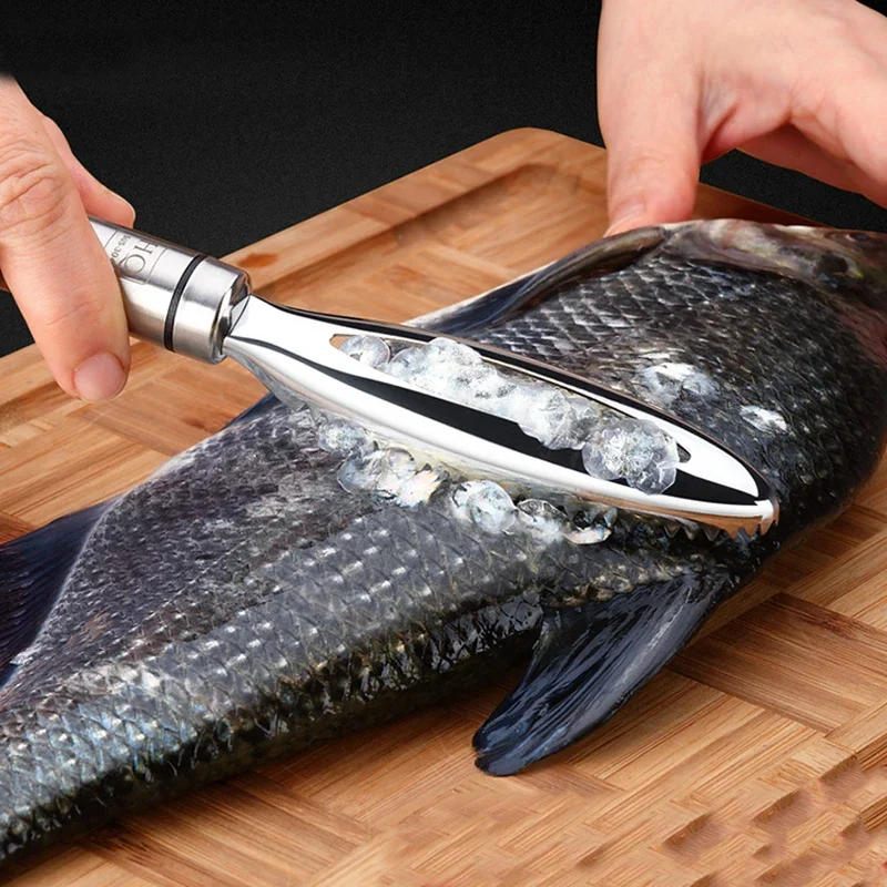 Description Picture 3 of item1PC Stainless Fish Scales Scraping Graters Remove  Peeler Scraper Bone Tweezers Kitchen Accessorie Fish Knife Fish Scale Remover