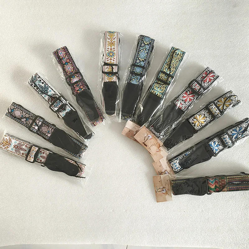 Description Picture 2 of itemVintage Ethnic Style Embroidered Print Guitar Strap Adjustable Strap for Folk Electric Guitar Bass Ukulele Guitar Accessories