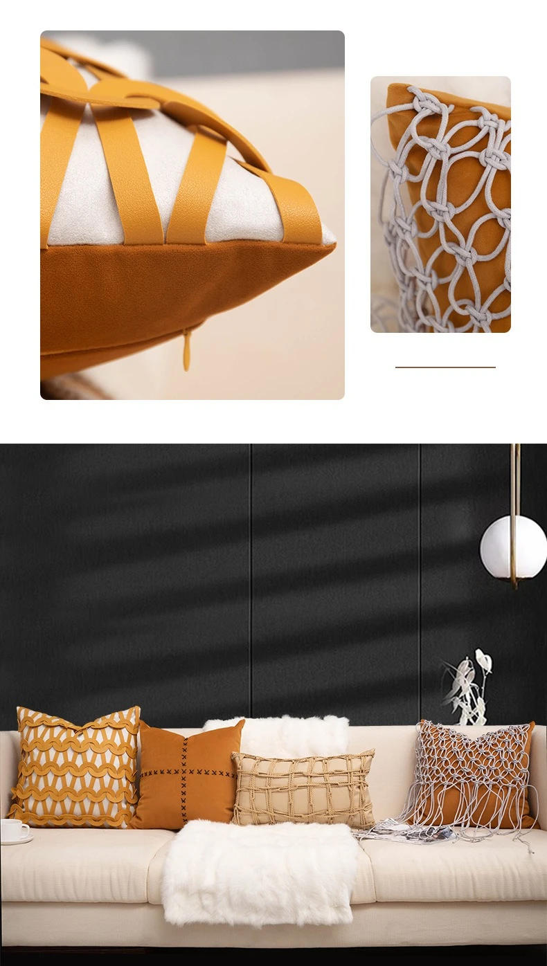 Description Picture 3 of itemOrange Cushion Cover Suede Fabric Pillow Case Luxury Decorative Pillows for Chair Sofa Bedroom Living Room Home Decor