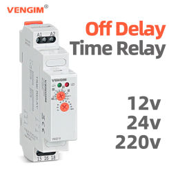 VENGIM Off Delay Time Relay 220V Or AC/DC12V-240V Timer Switch By Din Rail