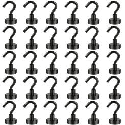 10-35 PCS Black Silver Gold Steel Magnetic Hooks Heavy Duty 16mm Kitchen Workplace Office Garage Wall Hanging Hanger Organizer