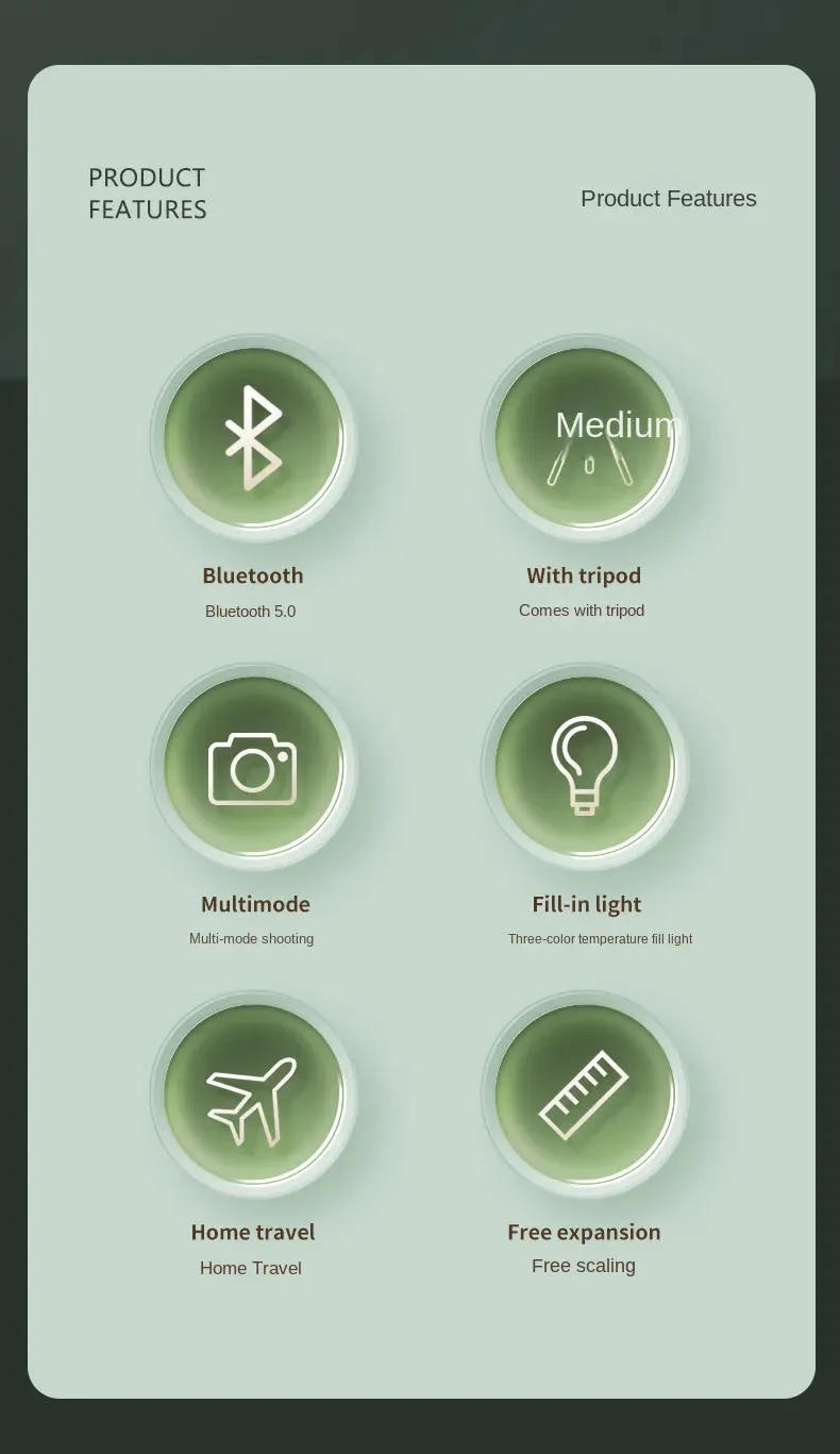 Description Picture 3 of itemXiaomi Tripod Selfie Stick Tripod Phone Holder Mobile Bluetooth Tripod Stand with Remote Control Ring Light Telescopic Rod