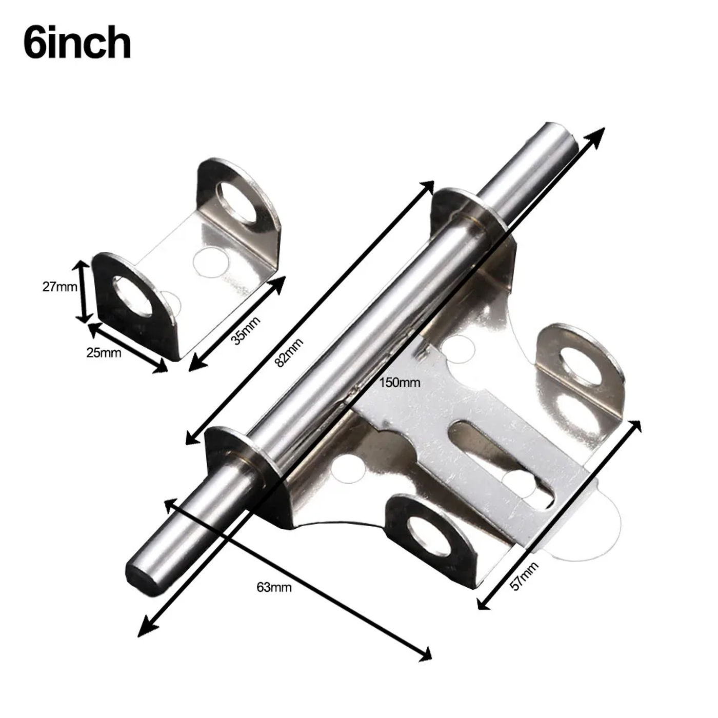 Description Picture 3 of item6/8 Inch Hardware Door Lock Stainless Steel Bolt Latch Padlock Clasp For Locking Door Window Drawer Cupboard Catch Lock