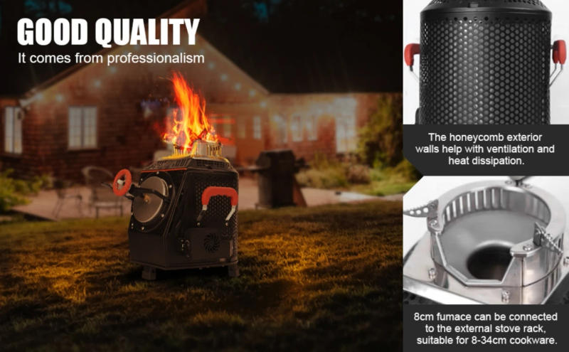 Description Picture 3 of itemWood Burning Camping Stove, Smoke-Free Outdoor camp Cooking Stove, Ideal for Motorhomes, Heating Solutions, Garden Parties, and