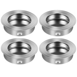 4pcs Stainless Steel Pull Handle Recessed Furniture Handle Finger Insert Barn Door Hardware Handle Cabinet Drawer Flush Pull