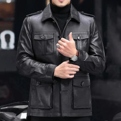 Sheepskin Leather Jacket Men Down Coat Man Slim Fit Korean Windbreake Male Genuine Puffer