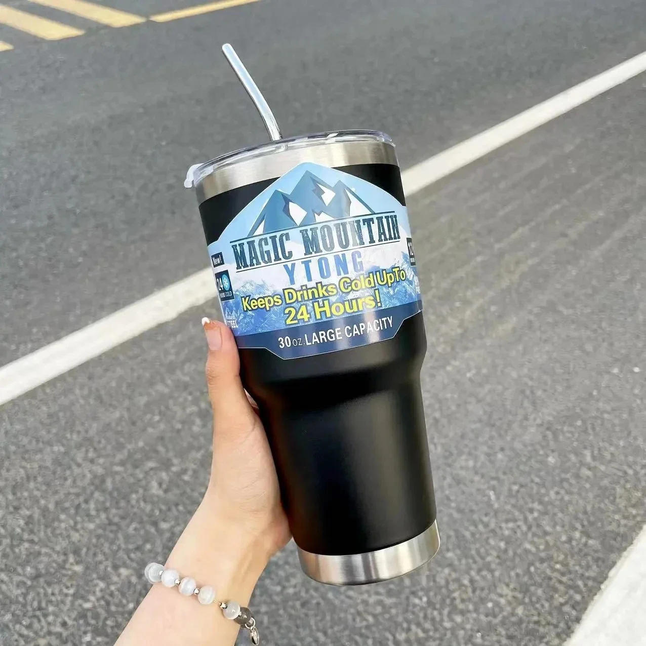 Description Picture 6 of item30oz Stainless Steel Water Bottle with Straw Thermos Tumbler Keep Drink Cold Hot Vacuum Flasks Mugs Coffee Cup  Bottle termos