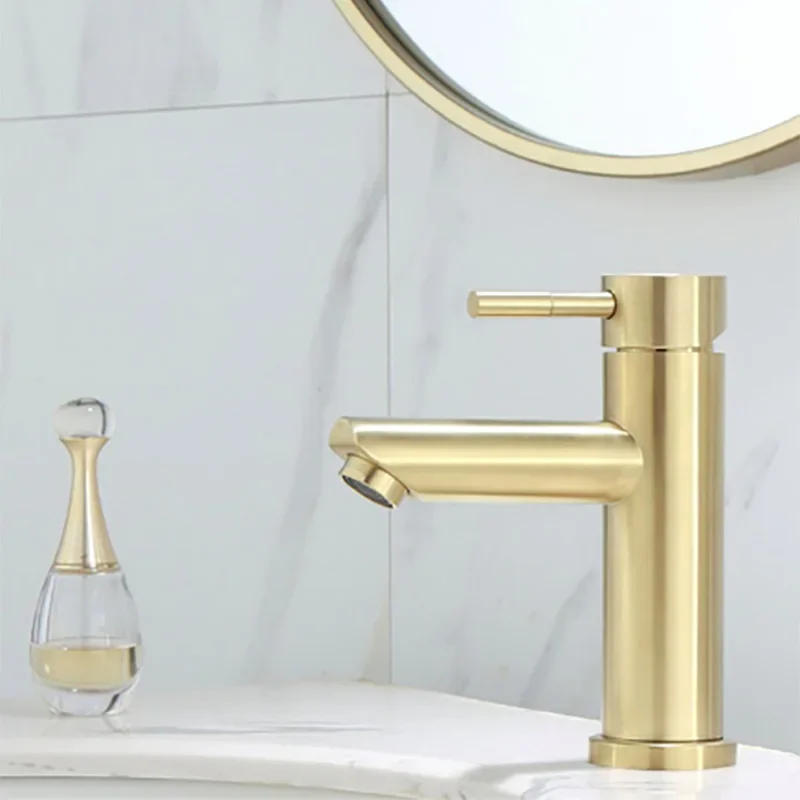 Description Picture 4 of itemBrushed Gold Bathroom Faucet Modern Lavatory Vanity Sink Tall Tap Deck Mounted Toilet Basin Faucets Hot and Cold Water Mixer Tap