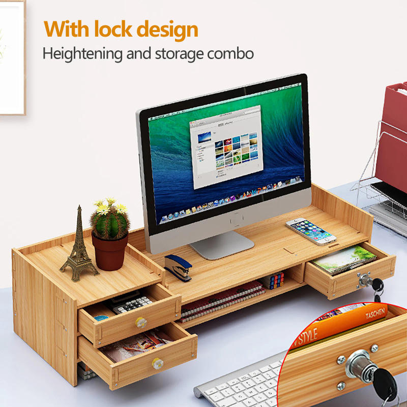 Description Picture 4 of itemWooden Desk Organizers with Lock, Computer Desktop Tray, Storage, Office, File