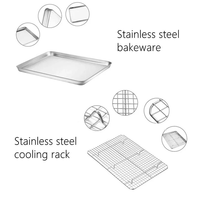 Description Picture 4 of itemStainless Steel Baking Tray Removable Cake Grid Cooling Rack Kitchen Non-stick Pizza Barbecue Biscuit Shelf Bakeware Suit Tools