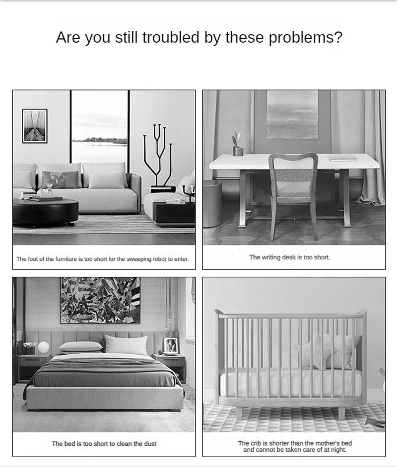 Description Picture 2 of item4Pcs Heavy Furniture Heightening Foot Pad Sofa Bed Table Chair Wear Resistant Anti Slip Carbon Steel Riser Floor Protector