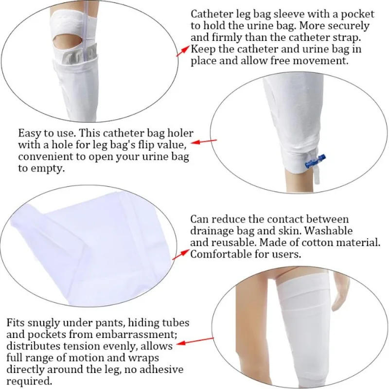 Description Picture 3 of itemLeg Holder Urinary Incontinence Device High Elastic Calf Drainage Strap Walkable Urine Collection Sleeve Pocket Breathable Band