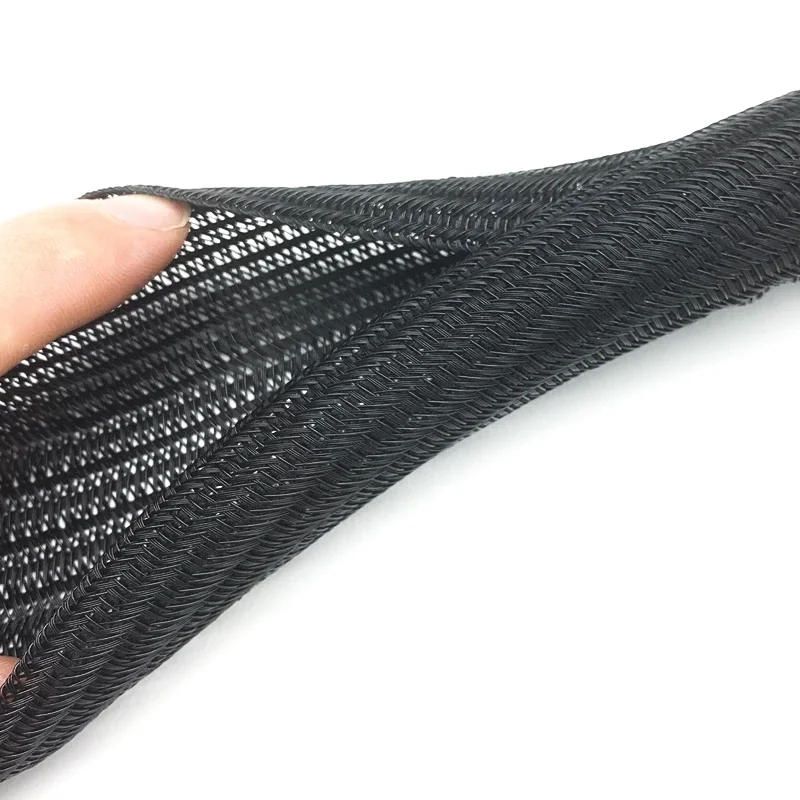 Description Picture 6 of item1/3/6M Black Insulated Braid Sleeving 5/8/10/13/16/19mm-50mm Tight PET Wire Cable Protection Expandable Cable Sleeve Wire Gland