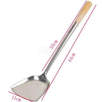 Description Picture 5 of itembig long spatula shovel chef cooking cocina utensilios blade Kitchen Utensil Wooden Handle Stainless Steel Turner Soup Spoon wok