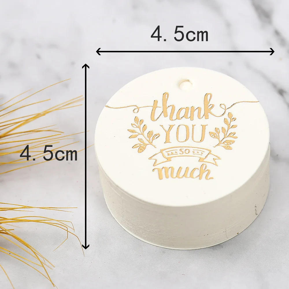 Description Picture 4 of item100pcs 4.5cm Bronzing Round Thank You Tags Garment Shoes Gift Bags Hang Tag Paper Cards Labels for Home DIY Christmas Tags