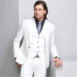 White High Quality Terno Slim Fit Formal Blazer 3 Pieces Wedding Suits For Men Custome Homme Tuxedos Jacket+Pant+Vest
