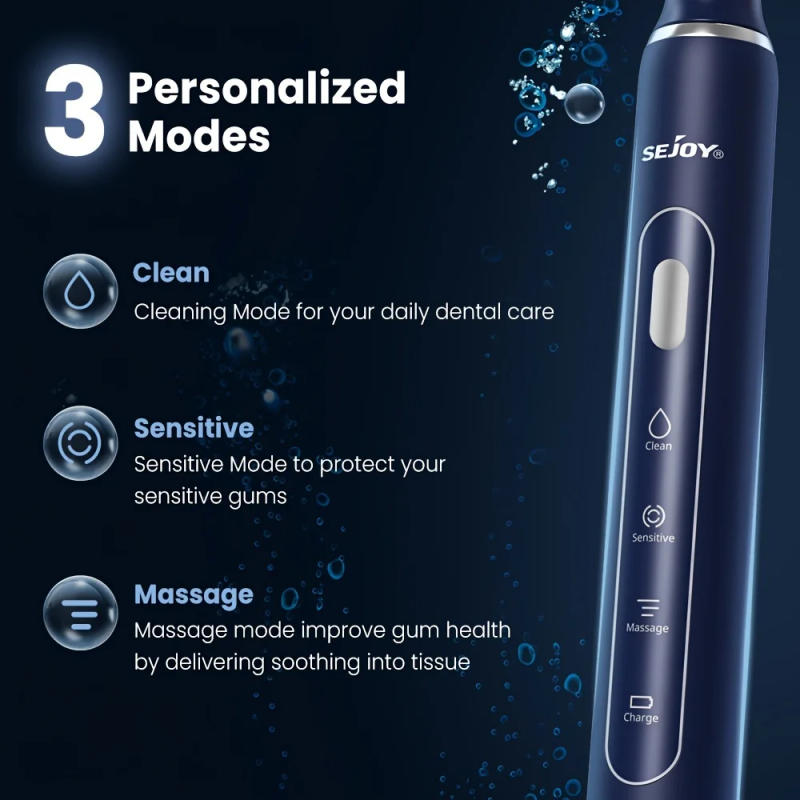 Description Picture 3 of itemSejoy Electric Toothbrush Rechargeable With 7PCS Replacement Head 3 Modes Teeth Clean Whitening Sonic Smart Timing Tooth Brush