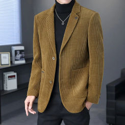 Boutique Men's Fashion Business Casual Solid Color Korean Version of The Trend Simple Casual Elite Party Gentleman Suit Blazer