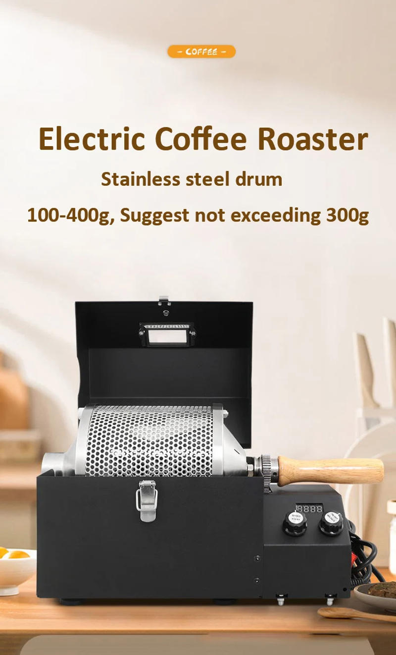 Description Picture 2 of itemXeoleo Electric Coffee Bean Roaster 400g Household Roasting Machine with Baking Curve Grain Stainless Steel+Quartz Glass