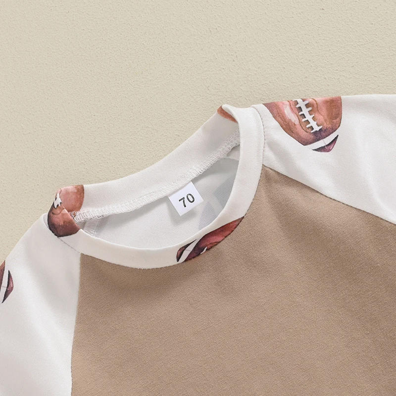 Description Picture 5 of itemBaby Boys Summer Outfits Rugby Print Short Sleeves T-Shirt and Elastic Shorts Set for 2 Piece Vacation Clothes Set