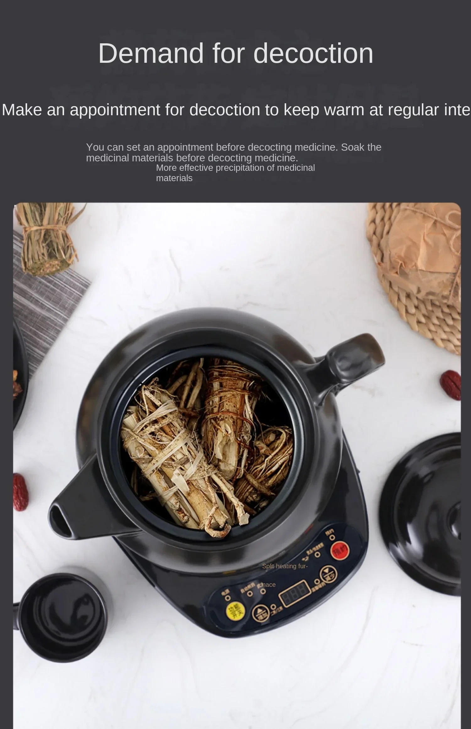 Description Picture 4 of item220V HF HealthCare Pot for Cooking Traditional Chinese Medicine with Automatic Reservation and Timing Function AA