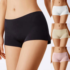 Women Safety Shorts Seamless Ice Silk No Curling Boxer Briefs High Stretch Shorts Slimming Shaping Underwear Under Skirt Panties