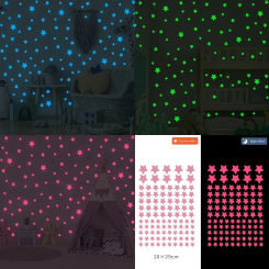 100pcs Luminous Wall Stickers Glow In The Dark Stars Sticker Decals for Kids Baby rooms Colorful Fluorescent Stickers Home decor
