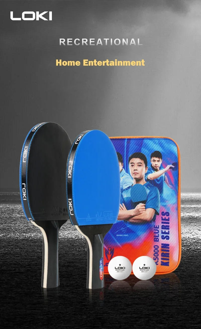 Description Picture 3 of itemLOKI K5000 K3000 K1000 Table Tennis Racket Set 2pcs Home Entertainment PingPong Rackets with Blue Color Ping Pong Rubber